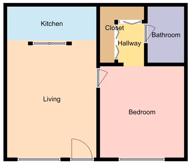 1 beds 1.0 baths (720 sqft) floor plan